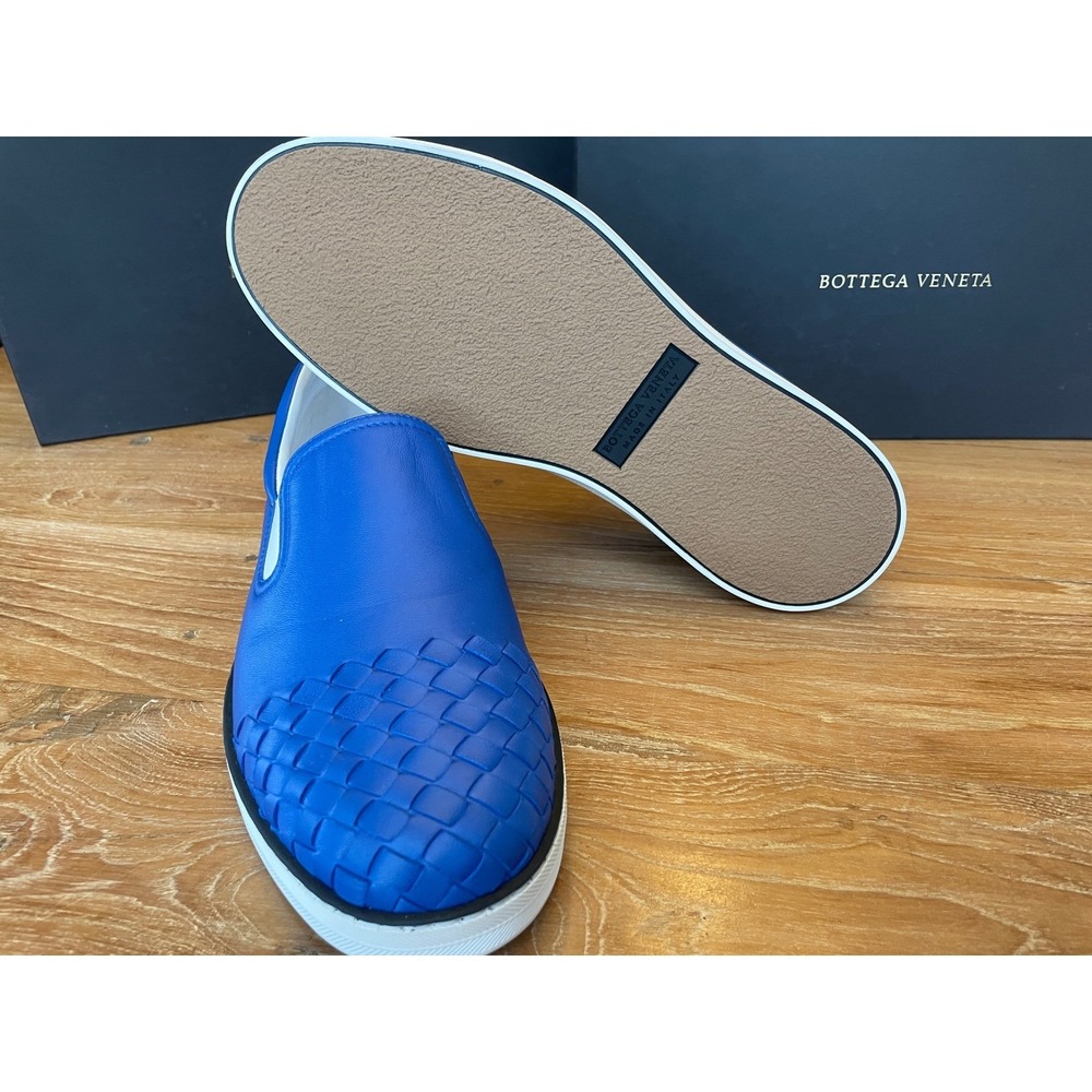 BOTTEGA VENETA Intrecciato Blue Leather 592368 Speedster Slip on Shoes - Picture 4 of 11